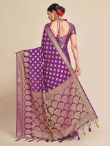 Mimosa Womens Crepe Saree Mysore Silk Purple Color