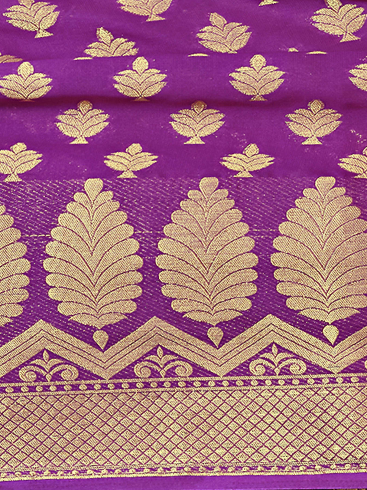 Mimosa Womens Crepe Saree Mysore Silk Purple Color