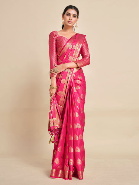 Mimosa Womens Crepe Saree Mysore Silk Gajjari Color