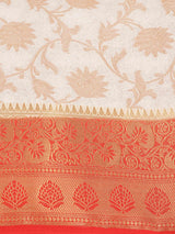 Mimosa Womens Art Silk Saree Kanjivaram Halfwhite Color