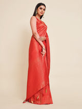 Mimosa Womens Art Silk Saree Kanjivaram Red Color