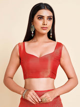 Mimosa Womens Art Silk Saree Kanjivaram Red Color