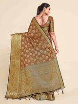 Mimosa Womens Art Silk Saree Kanjivaram Black Color