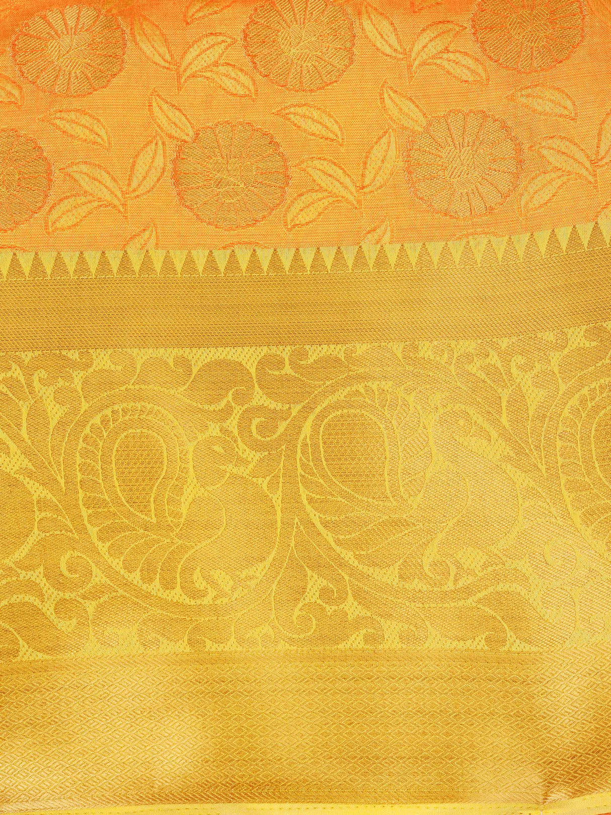 Mimosa Womens Art Silk Saree Kanjivaram Yellow Color