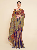 Mimosa Womens Art Silk Saree Kanjivaram Navy Blue Color