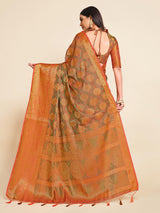 Mimosa Womens Art Silk Saree Kanjivaram Gajjari Color