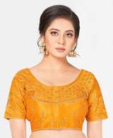 MIMOSA Semi Stitched Raw Silk Blouse Embroidery Work