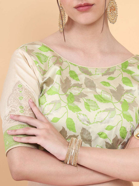 Mimosa Beige Woven Design Readymade Blouse