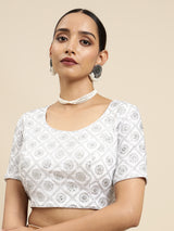 Mimosa Women√äSilver Embroidered Readymade Blouse