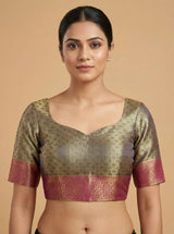 MIMOSA Women's Woven Design Kanjivaram Style Art Silk Saree with Blouse Piece - Navy Blue (SA00002804NVFREE)