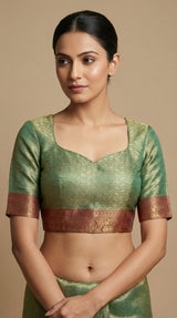 MIMOSA Women's Woven Design Kanjivaram Style Art Silk Saree with Blouse Piece - Rama (SA00002477RMFREE)