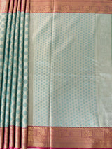 MIMOSA Women's Woven Design Kanjivaram Style Art Silk Saree with Blouse Piece - Rama (SA00002734RMFREE)