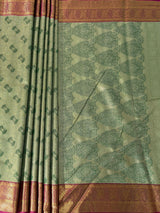 MIMOSA Women's Woven Design Kanjivaram Style Art Silk Saree with Blouse Piece - Green (SA00002804GRNFREE)