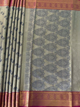 MIMOSA Women's Woven Design Kanjivaram Style Art Silk Saree with Blouse Piece - Navy Blue (SA00002804NVFREE)