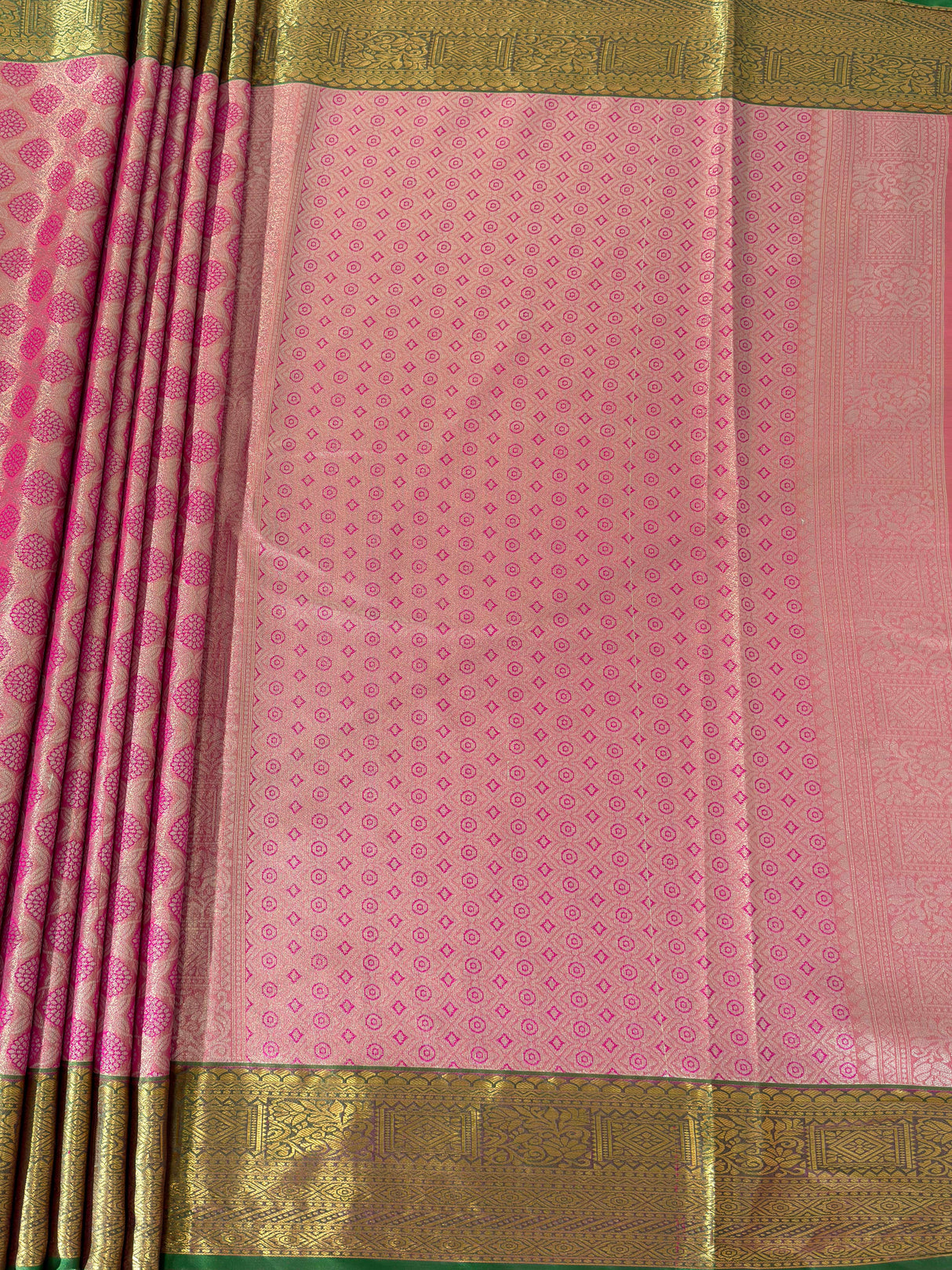 MIMOSA Women's Woven Design Kanjivaram Style Art Silk Saree with Blouse Piece - Rani Pink (SA00002734RNFREE)