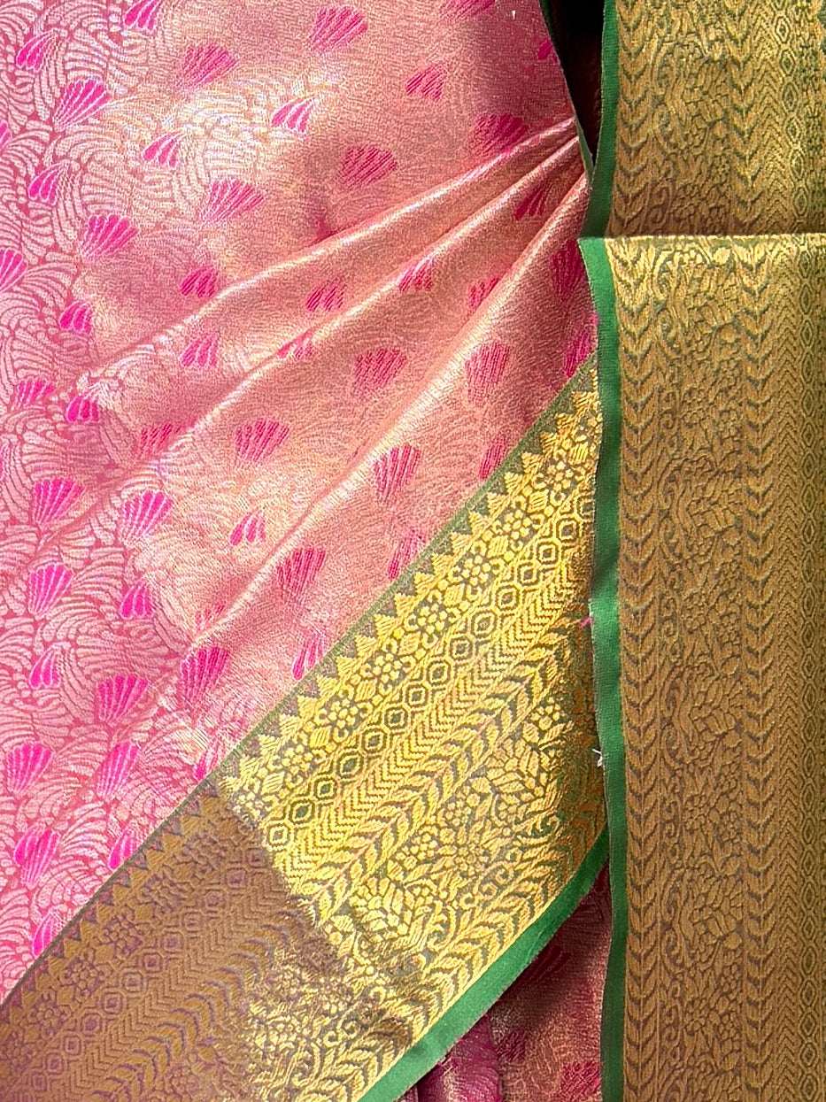 MIMOSA Women's Woven Design Kanjivaram Style Art Silk Saree with Blouse Piece - Rani Pink (SA00002866RNFREE)