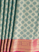 MIMOSA Women's Woven Design Kanjivaram Style Art Silk Saree with Blouse Piece - Rama (SA00002734RMFREE)