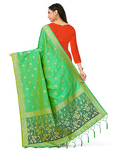 MIMOSA Women's Banarasi Art Silk dupatta Turquoise Color