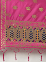 MIMOSA Pink & Gold-Coloured Woven Design Dupatta