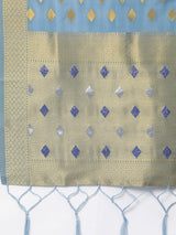 MIMOSA Grey & Gold-Toned Woven Design Dupatta