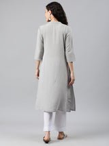 Mimosa Women Grey Embroidered Straight Kurta