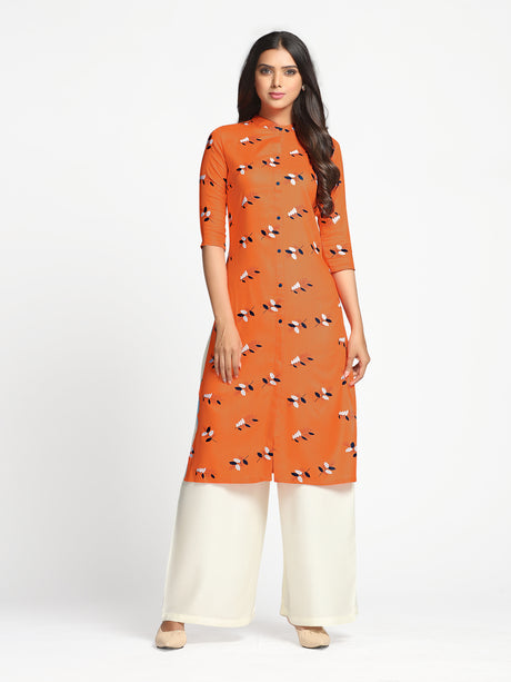 Mimosa Rust Color Printed Straight Kurta