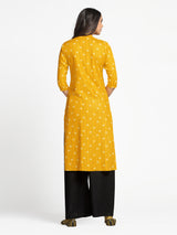 Mimosa Mustard Yellow Color Printed Straight Kurta