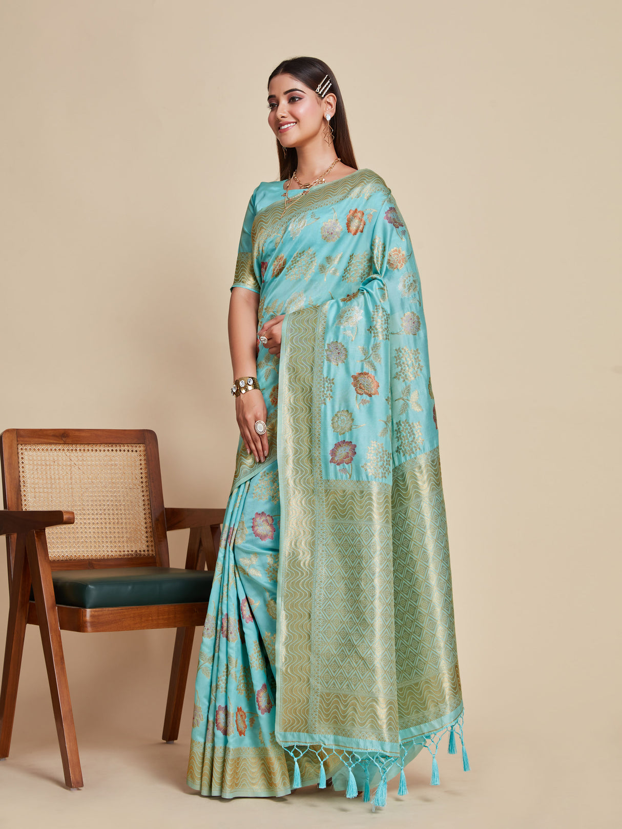 Mimosa Women's Woven Design Kanjivaram Art Silk Saree With Blouse Piece : SA00001058AN