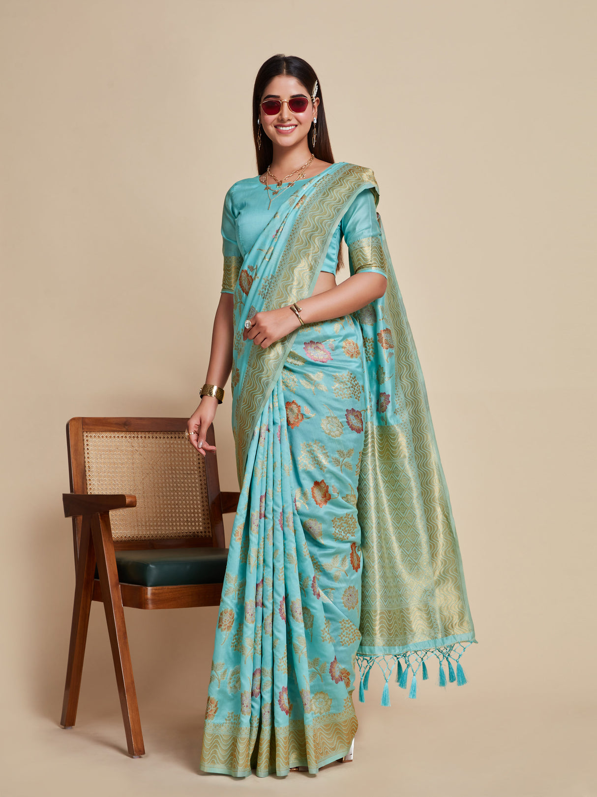 Mimosa Women's Woven Design Kanjivaram Art Silk Saree With Blouse Piece : SA00001058AN