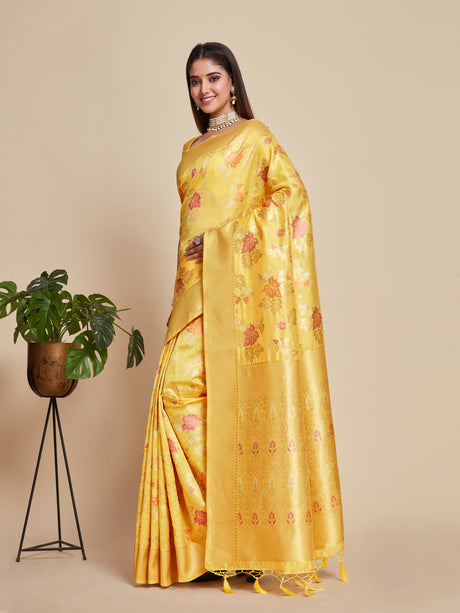 Mimosa Women's Woven Design Kanjivaram Style Art Silk Saree With Blouse Piece : SA00001059GD