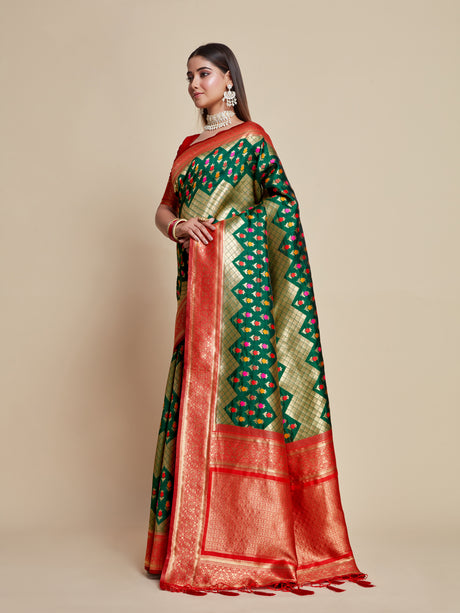 Mimosa Women's Woven Design Kanjivaram Art Silk Saree With Blouse Piece : SA00001062BG
