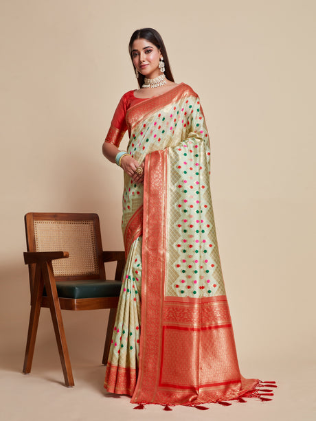 Mimosa Women's Woven Design Kanjivaram Art Silk Saree With Blouse Piece : SA00001062PS