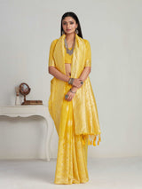 Mimosa Women's Woven Design Banarasi Style Poly Cotton Saree With Blouse Piece : SA00001077GD