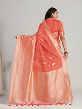 Mimosa Women's Woven Design Banarasi Style Poly Cotton Saree With Blouse Piece : SA00001077GJ
