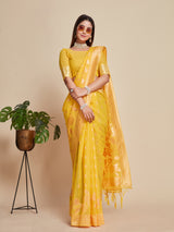 Mimosa Women's Woven Design Banarasi Style Poly Cotton Saree With Blouse Piece : SA00001079GD