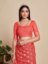 Mimosa Women's Woven Design Banarasi Style Poly Cotton Saree With Blouse Piece : SA00001079GJ