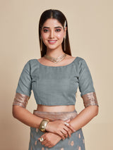 Mimosa Women's Woven Design Banarasi Style Poly Cotton Saree With Blouse Piece : SA00001079GY
