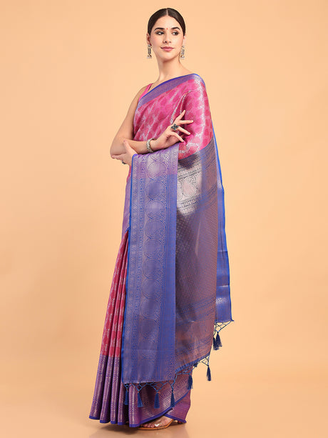 Mimosa Women's Woven Design Kanjivaram Art Silk Saree With Blouse Piece : SA00001118RNFREE