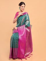 Mimosa Women's Woven Design Kanjivaram Art Silk Saree With Blouse Piece