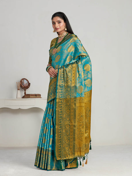 Mimosa Women's Woven Design Kanjivaram Art Silk Saree With Blouse Piece : SA00001128AN