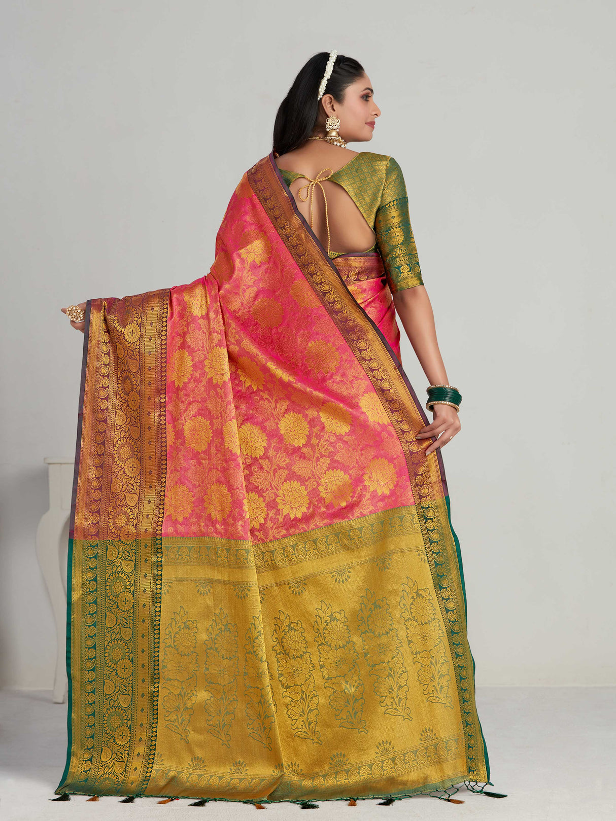 Mimosa Women's Woven Design Kanjivaram Art Silk Saree With Blouse Piece : SA00001128RN