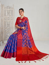 Mimosa Women's Woven Design Kanjivaram Art Silk Saree With Blouse Piece : SA00001129RB