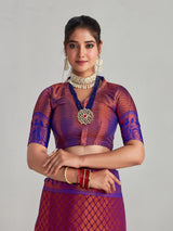Mimosa Women's Woven Design Kanjivaram Art Silk Saree With Blouse Piece : SA00001131MJ