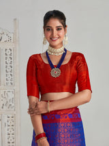 Mimosa Women's Woven Design Kanjivaram Art Silk Saree With Blouse Piece : SA00001133RB