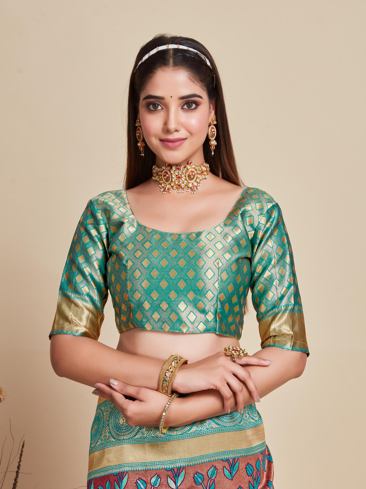 Mimosa Women's Woven Design Kanjivaram Art Silk Saree With Blouse Piece : SA00001144WN