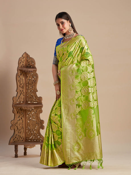 Mimosa Women's Woven Design Banarasi Organza Saree With Blouse Piece : SA00001160PS