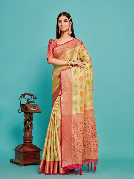 Mimosa Women's Woven Design Banarasi Art Silk Saree With Blouse Piece : SA00001211TSFREE