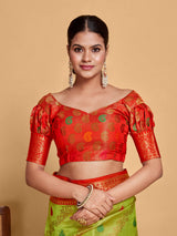 Mimosa Women's Woven Design Banarasi Art Silk Saree With Blouse Piece : SA00001224OLFREE