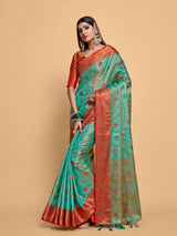 Mimosa Women's Woven Design Banarasi Art Silk Saree With Blouse Piece : SA00001226SFFREE