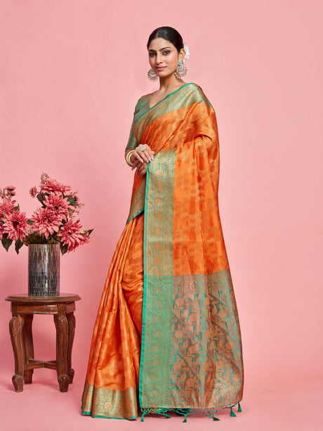 Mimosa Women's Woven Design Kanjivaram Art Silk Saree With Blouse Piece : SA00001228PCFREE